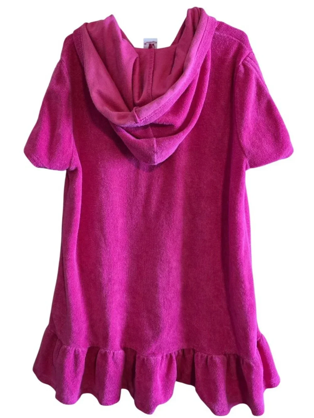 Rugged Bear Pink Hooded Terry Swim Cover-Up Zippered Dress 6X